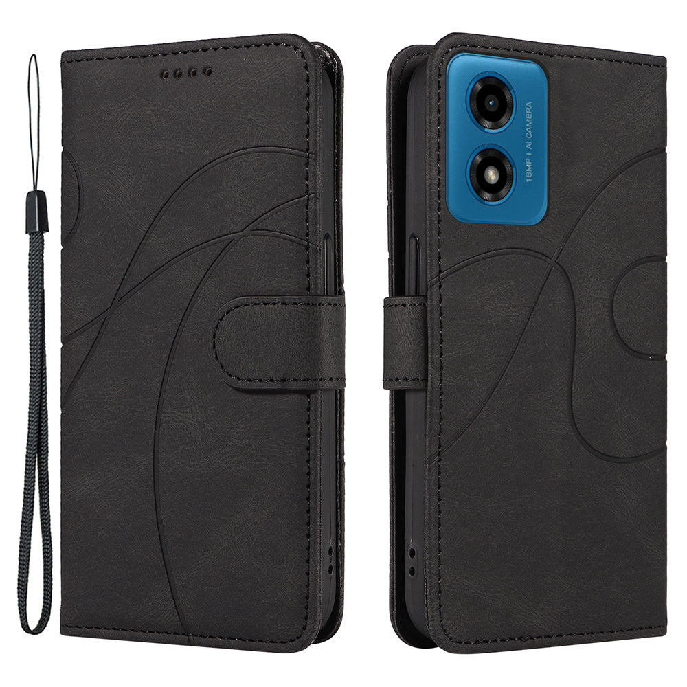 For Motorola Moto G04 4G / G24 4G Case Curved Line Folding Stand PU Leather Phone Cover For Motorola Moto G04 4G / G24 4G Case Curved Line Folding Stand PU Leather Phone Cover